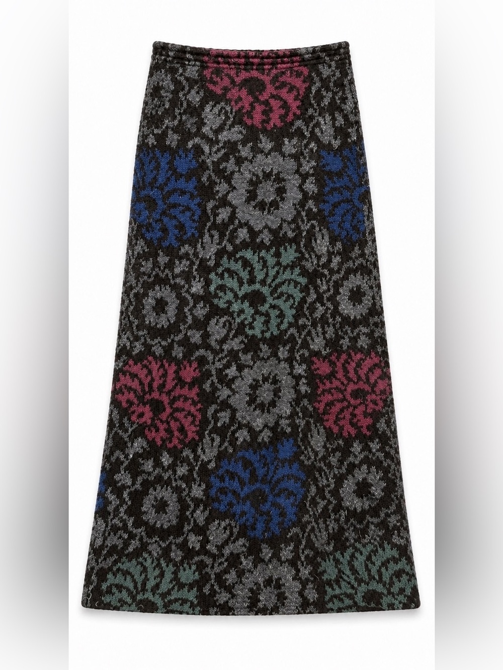 Missoni multicolor knit sweater midi skirt w floral motif. Wool & Alpaca - XL